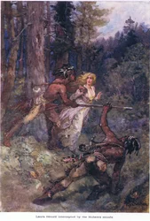Laura Secord wird von den Mohawk-Scouts abgefangen, ca. 1920